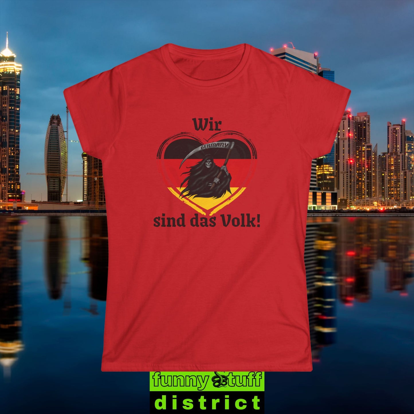 Softstyle T-Shirt für Damen Motiv Wir sind das Volk von vorne in rot