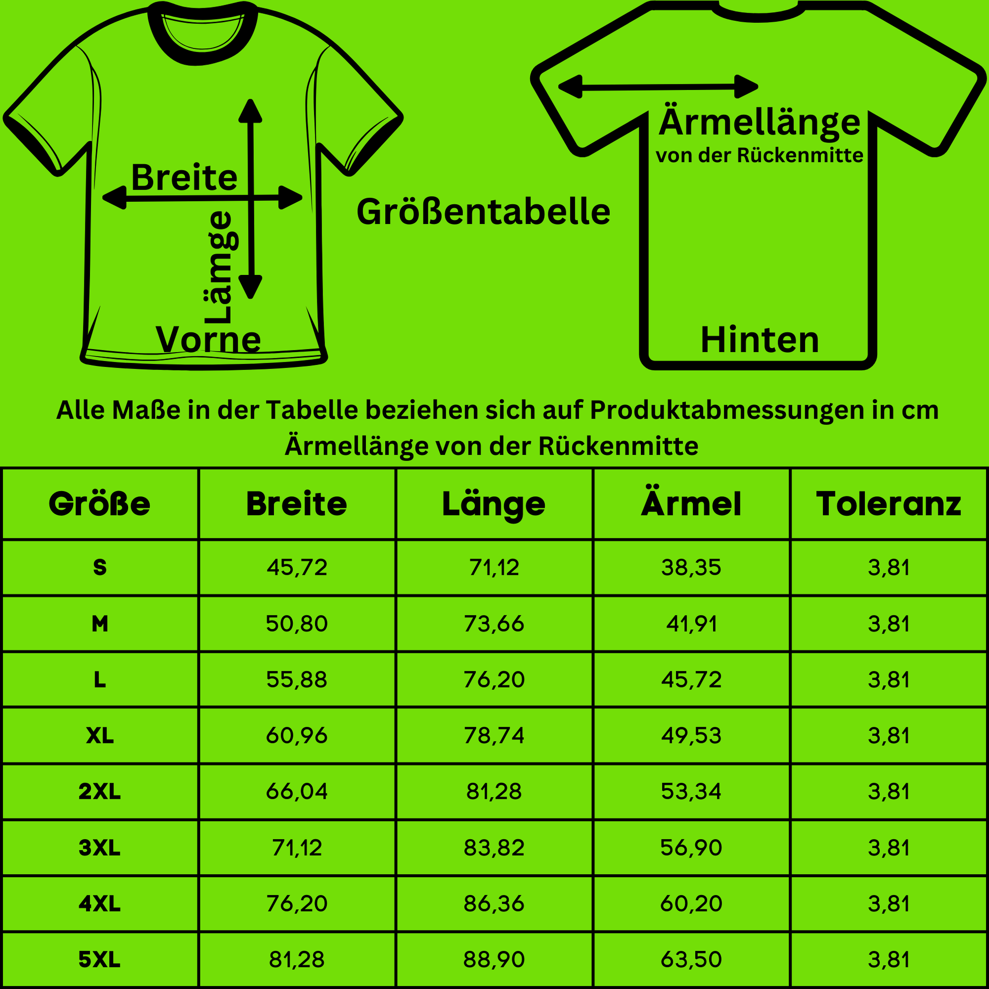 T-Shirt Baumwolle Größentabelle Motiv Er kam sah und siegte